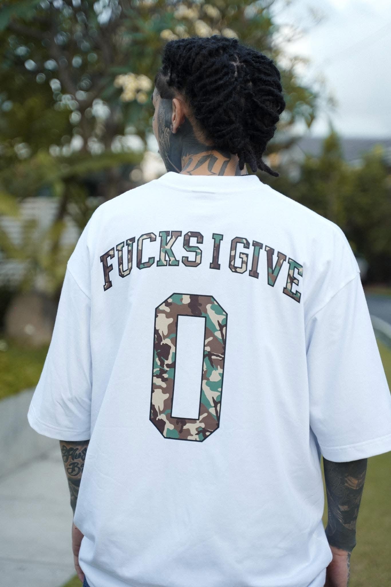 ZERO FVCKS GIVEN (GREEN IN WHITE CAMOU)
