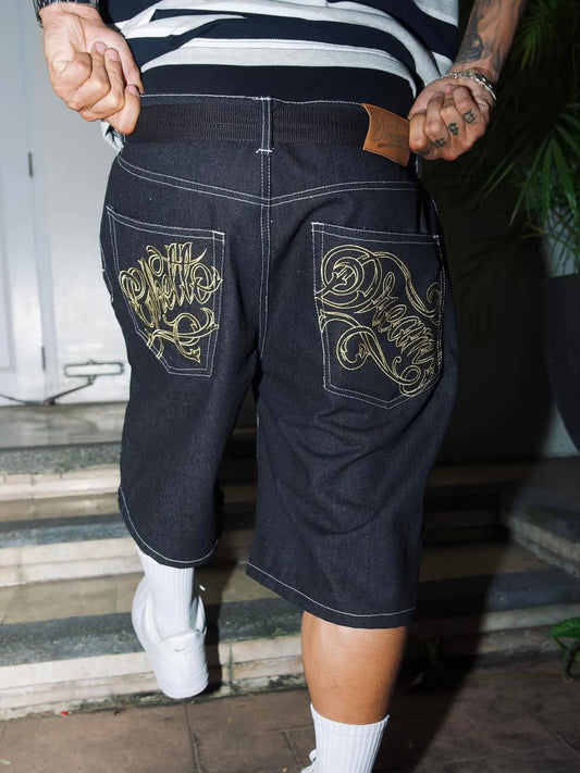 GD RAW DENIM SHORT (GOLD EMBRO)