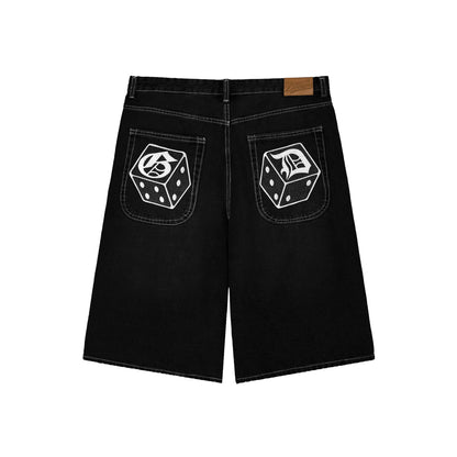 GD DICE BLACK RAW DENIM SHORTS