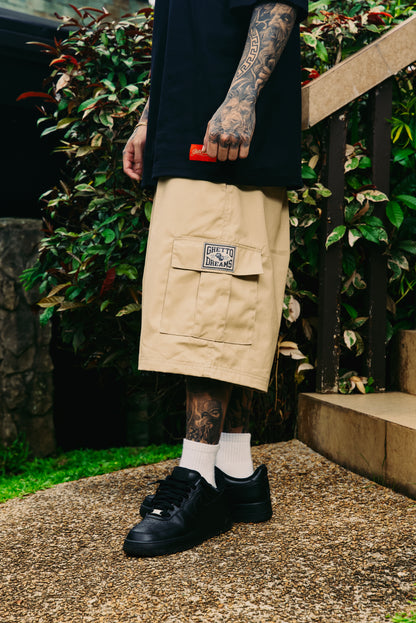 GD KHAKI CARGO SHORTS