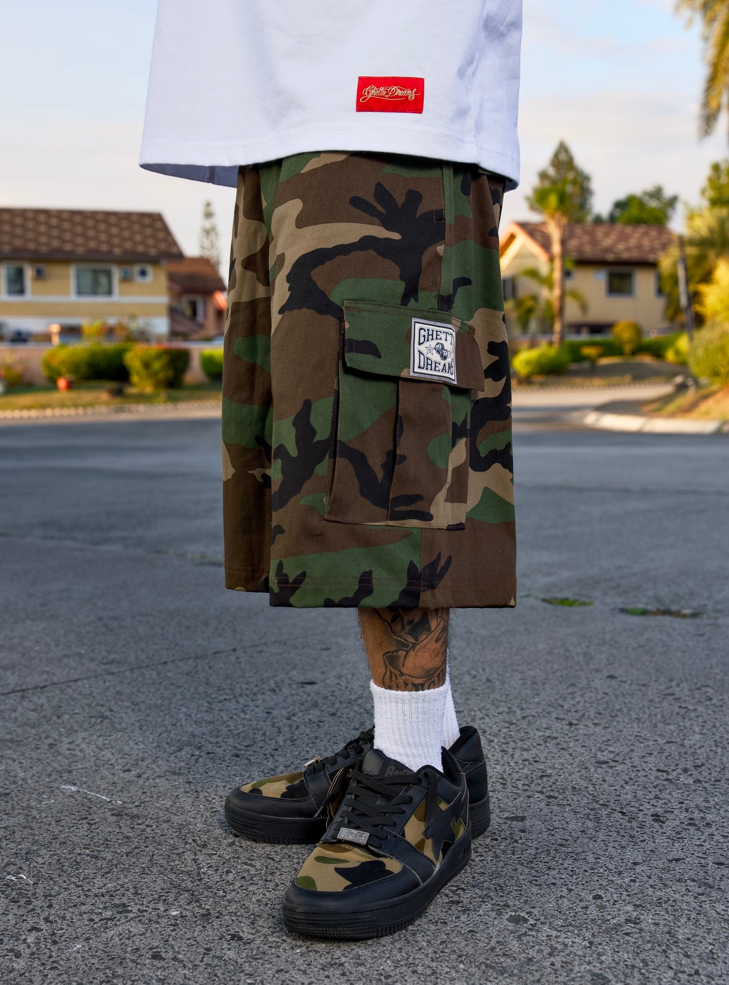 GD CAMOU CARGO SHORTS