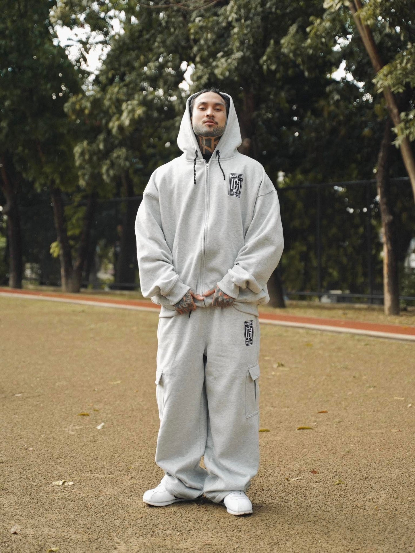 GD' HEATHER GRAY HOODIE WITH ZIP