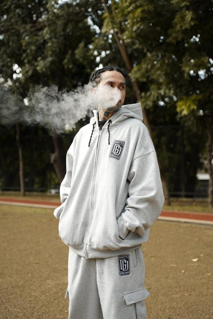 GD' HEATHER GRAY HOODIE WITH ZIP